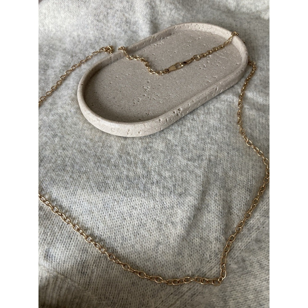 Gold Tone Oval Link Chain Belt Adjustable Waist Hip Belt Minimalist Runway Glam